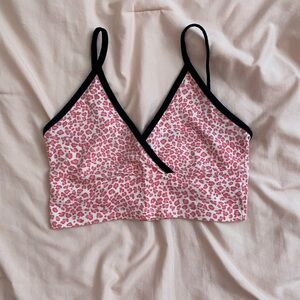 Brandy Melville pink cheetah crop top